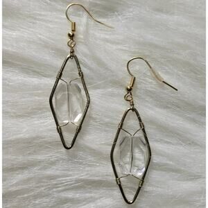 NEW Women's Jewelry Gold Diamond Shape Crystal Dangle Earrings